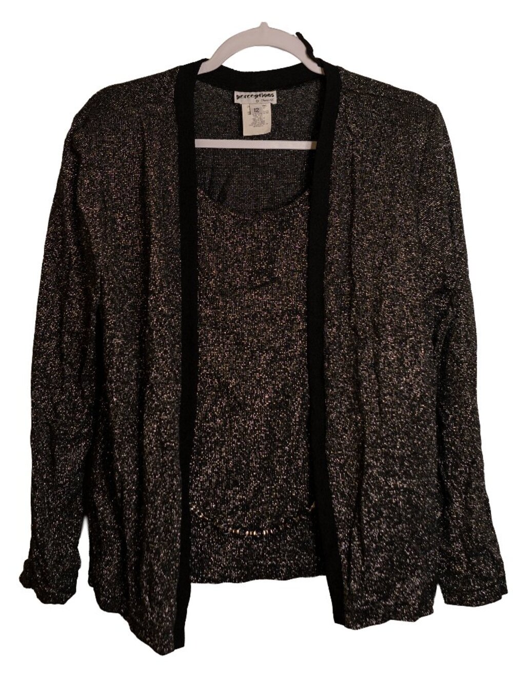 Vintage Perceptions by Irene B. Black & Silver Glitter Illusion Top - 12